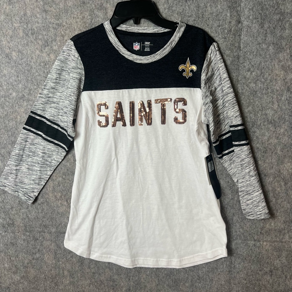 NFL Team Apparel Woman Small New Orleans Saints 3/4 Sleeve Shirt New‎